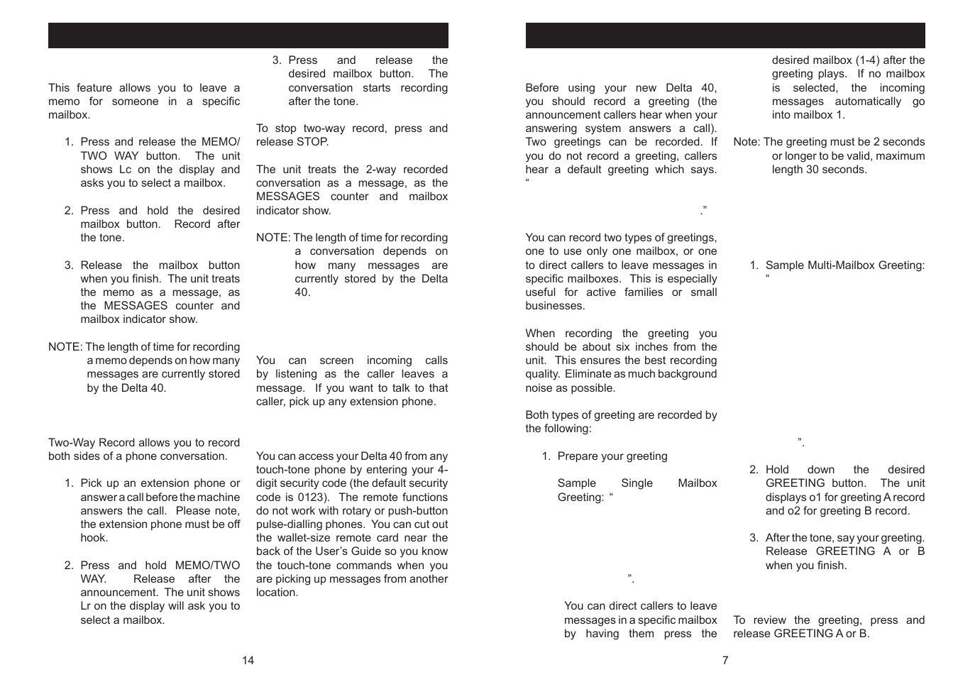 ATL Telecom Delta 40 User Manual | Page 7 / 20