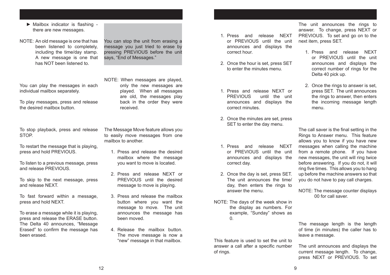 ATL Telecom Delta 40 User Manual | Page 9 / 20