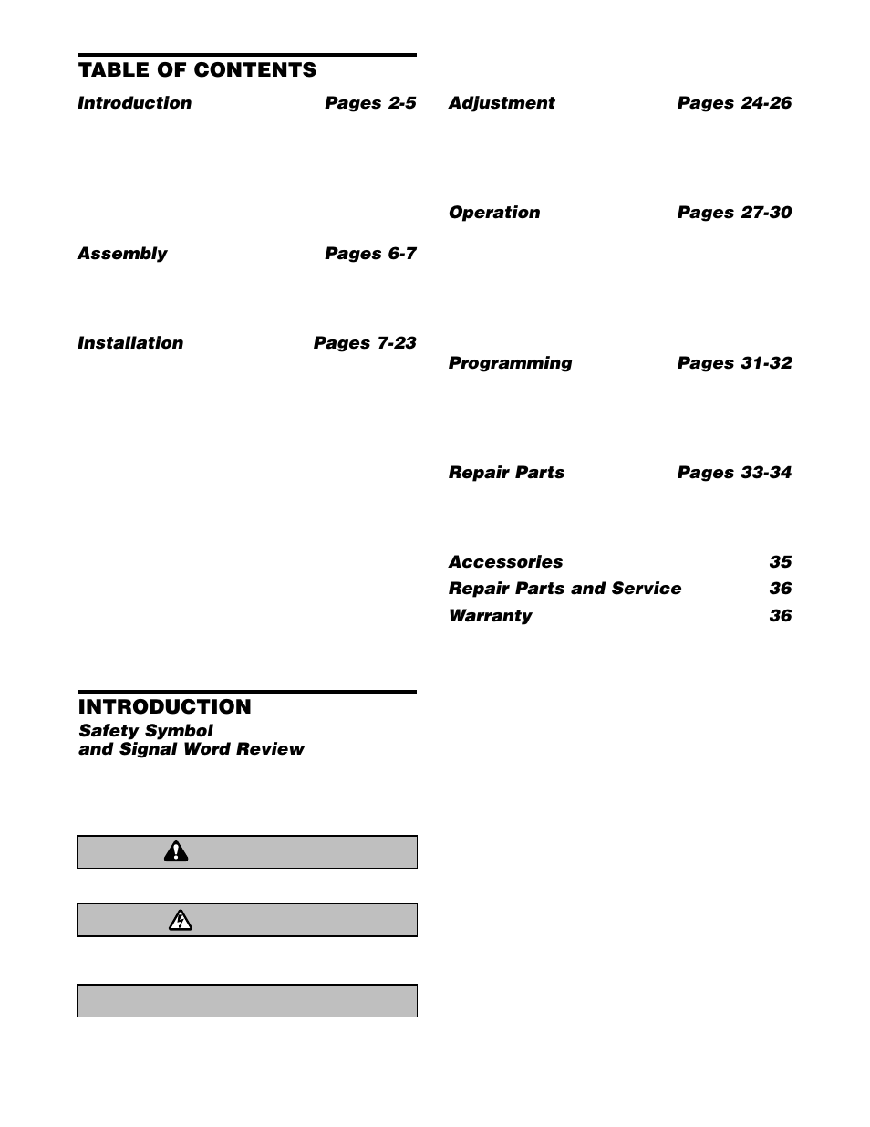 Chamberlain 2580 1/2 HP User Manual | Page 2 / 36