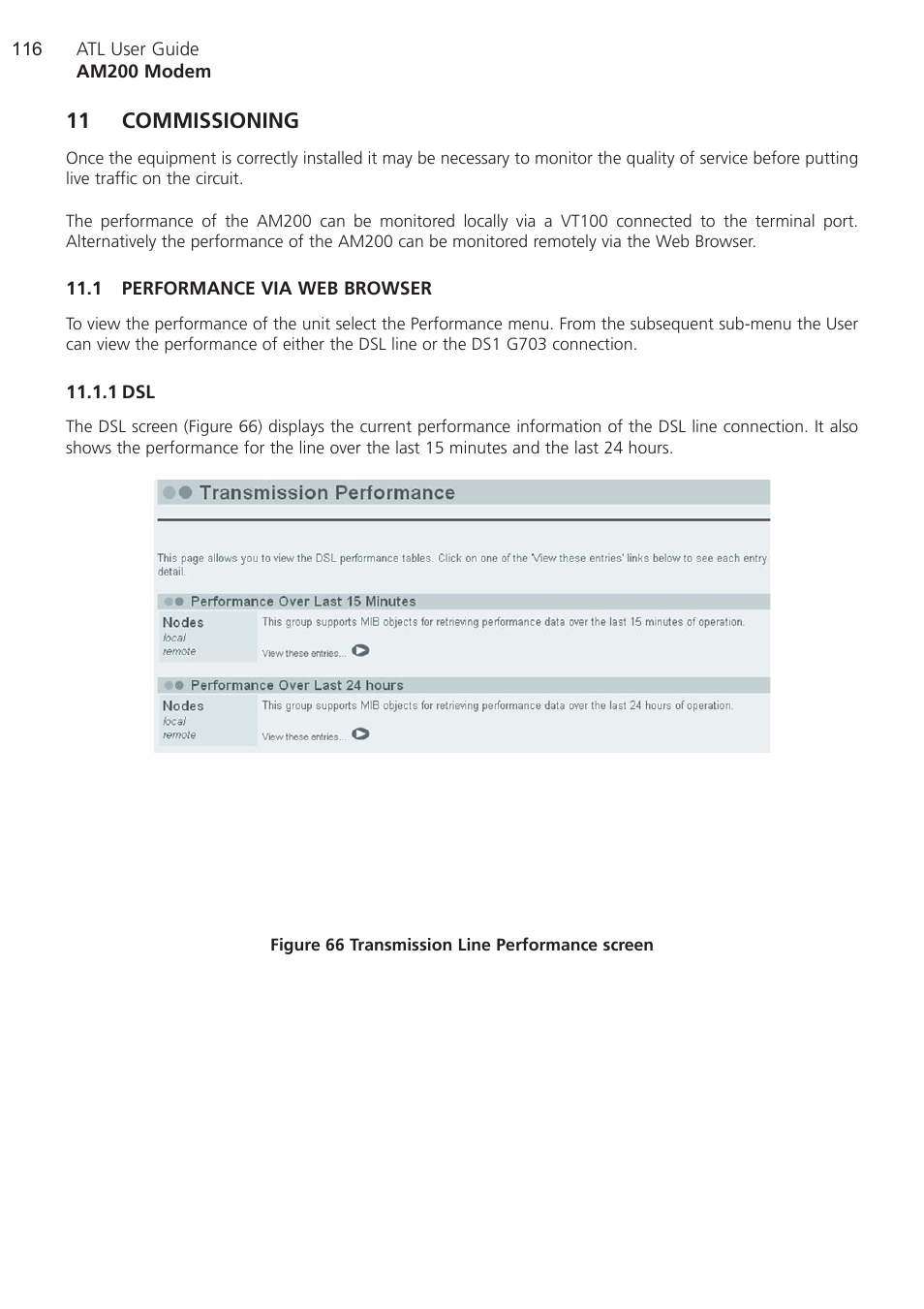 11 commissioning, 1 performance via web bro, 1 dsl | Commissioning, 1 performance via web browser | ATL Telecom AM200 User Manual | Page 116 / 145