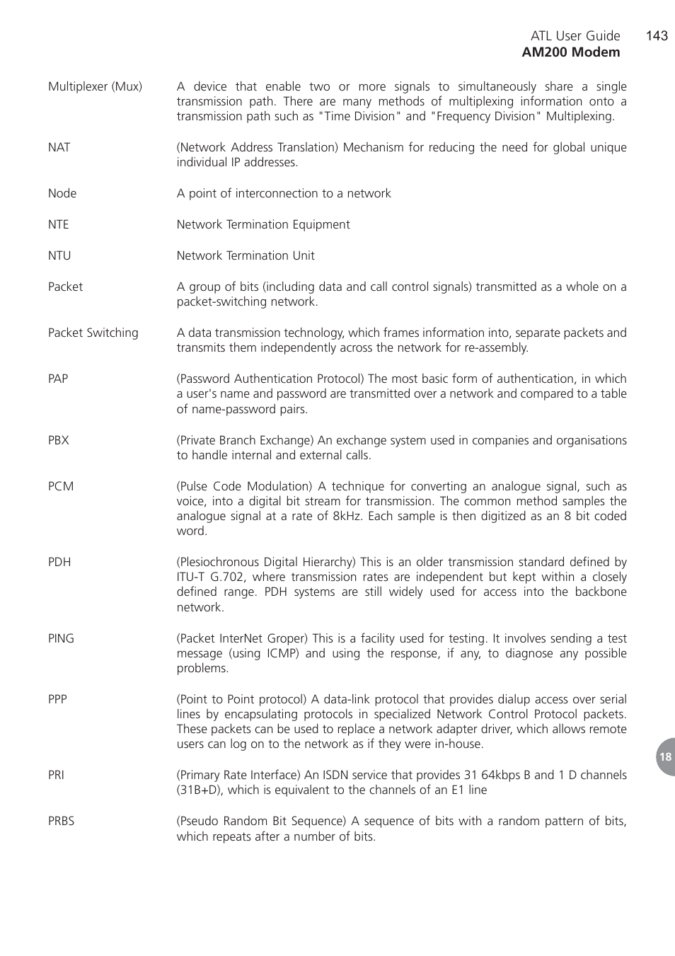 ATL Telecom AM200 User Manual | Page 143 / 145