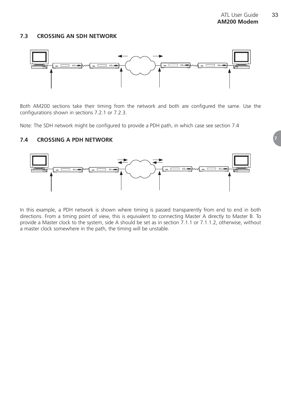 3 crossing an sdh network, 4 crossing a pdh network, Crossing an sdh network | Crossing a pdh network | ATL Telecom AM200 User Manual | Page 33 / 145