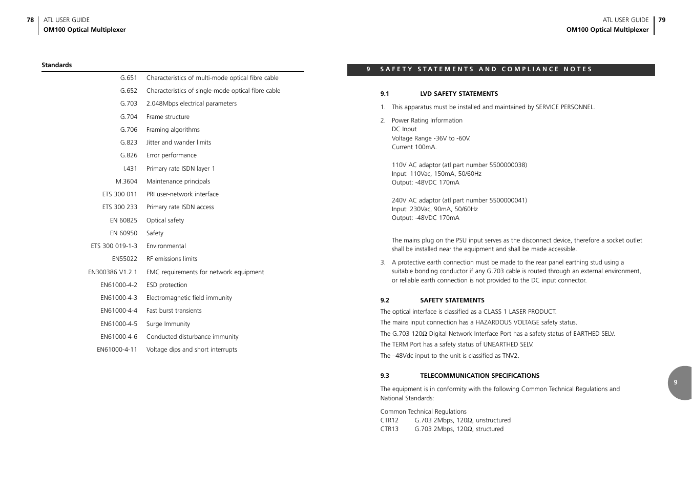 ATL Telecom OM100 User Manual | Page 41 / 46