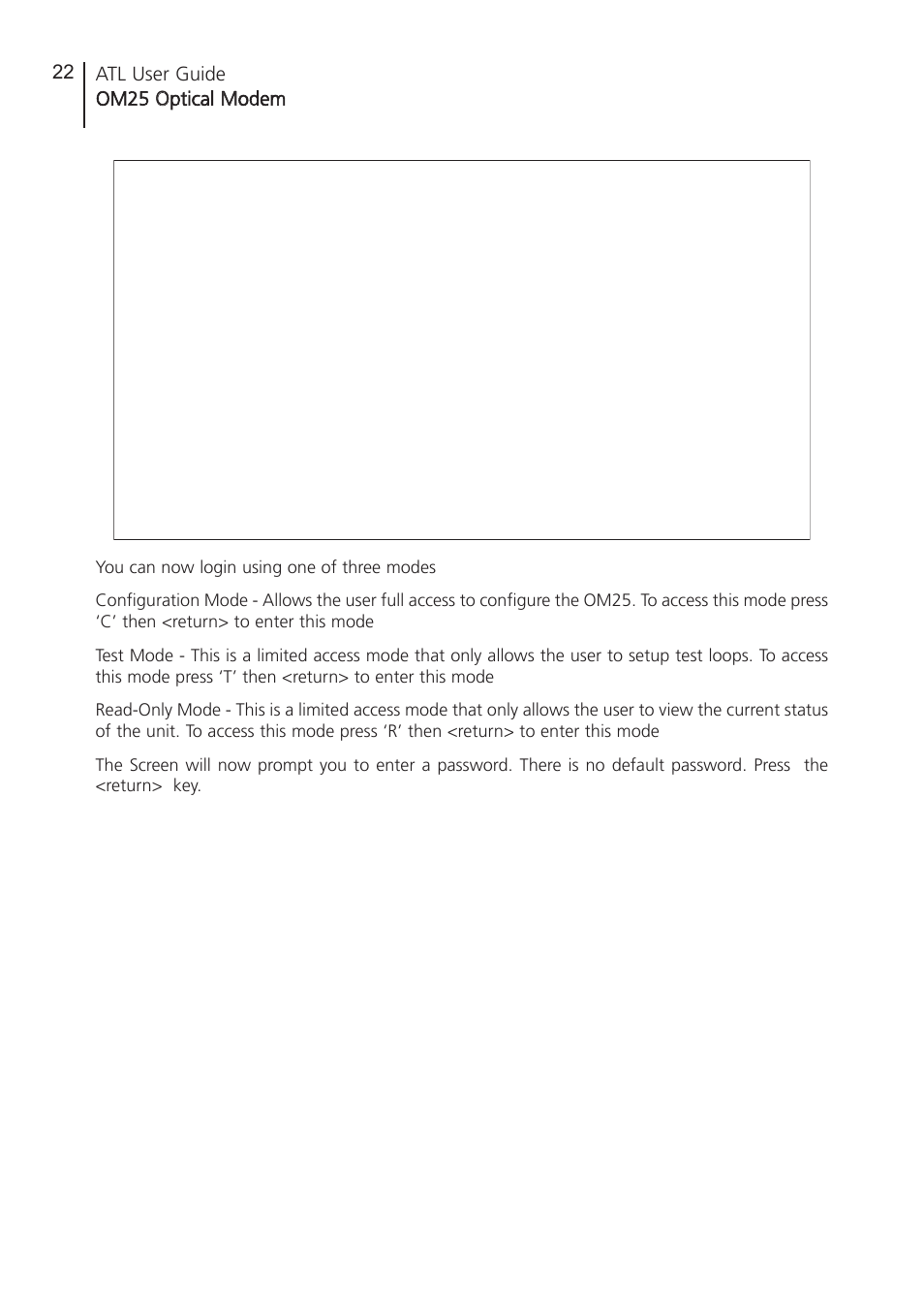 Atl user guide om25 o optical m modem 22 | ATL Telecom OM25 User Manual | Page 22 / 63