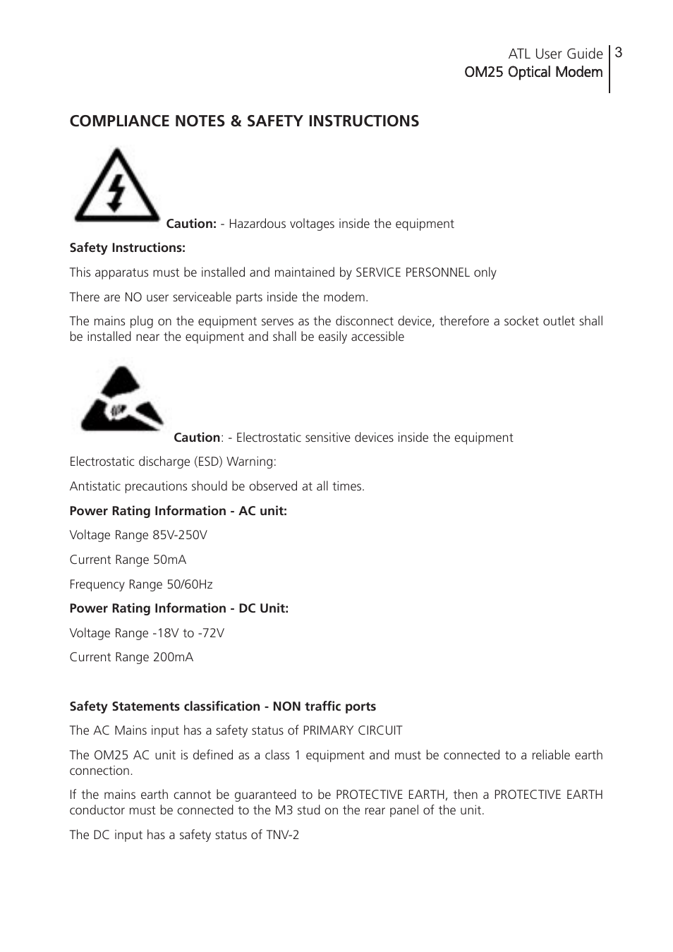 ATL Telecom OM25 User Manual | Page 3 / 63