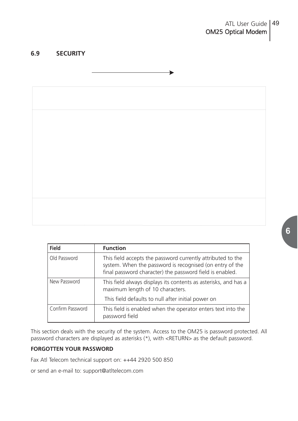 9 security, Security | ATL Telecom OM25 User Manual | Page 49 / 63