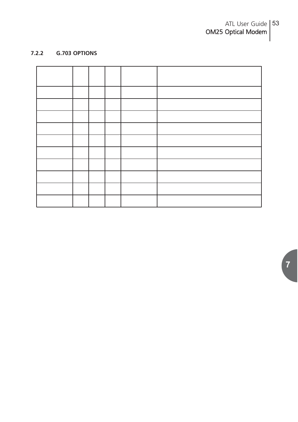 2 g.703 options, G.703 options | ATL Telecom OM25 User Manual | Page 53 / 63