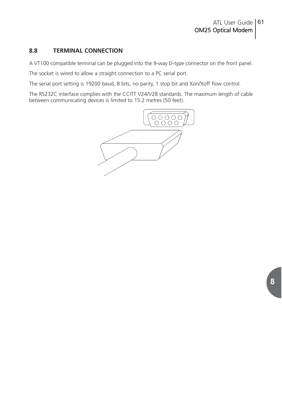 8 terminal connection, Terminal connection | ATL Telecom OM25 User Manual | Page 61 / 63