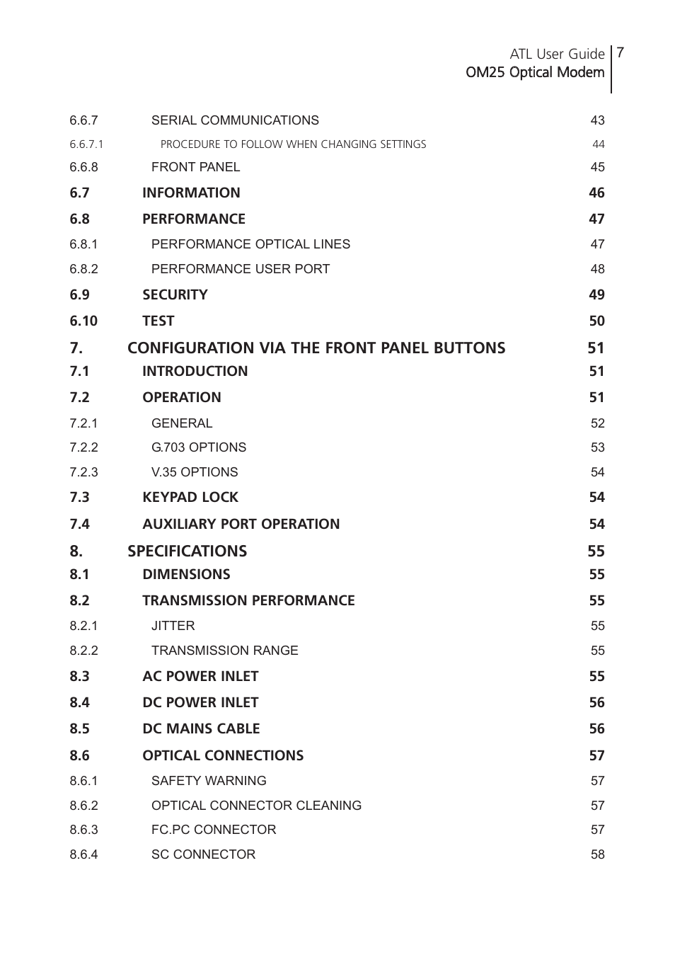 ATL Telecom OM25 User Manual | Page 7 / 63