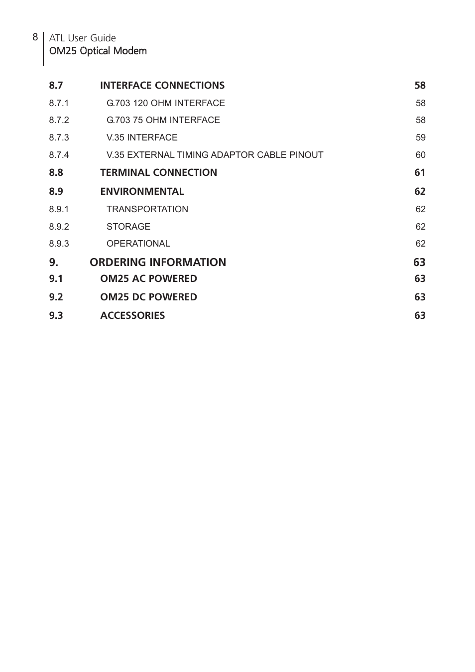 ATL Telecom OM25 User Manual | Page 8 / 63