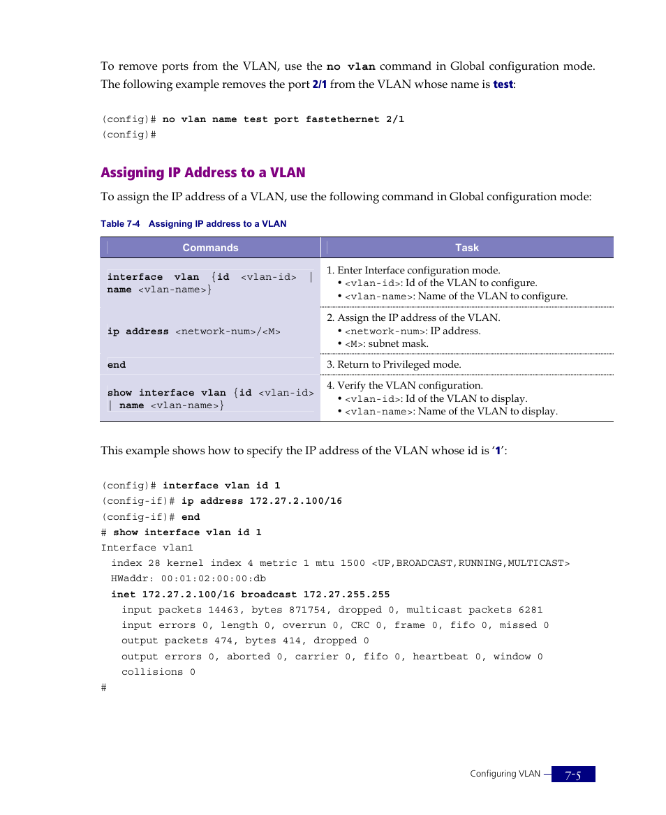 Assigning ip address to a vlan | ATL Telecom R1-SW Ethernet Switch User Manual | Page 129 / 300