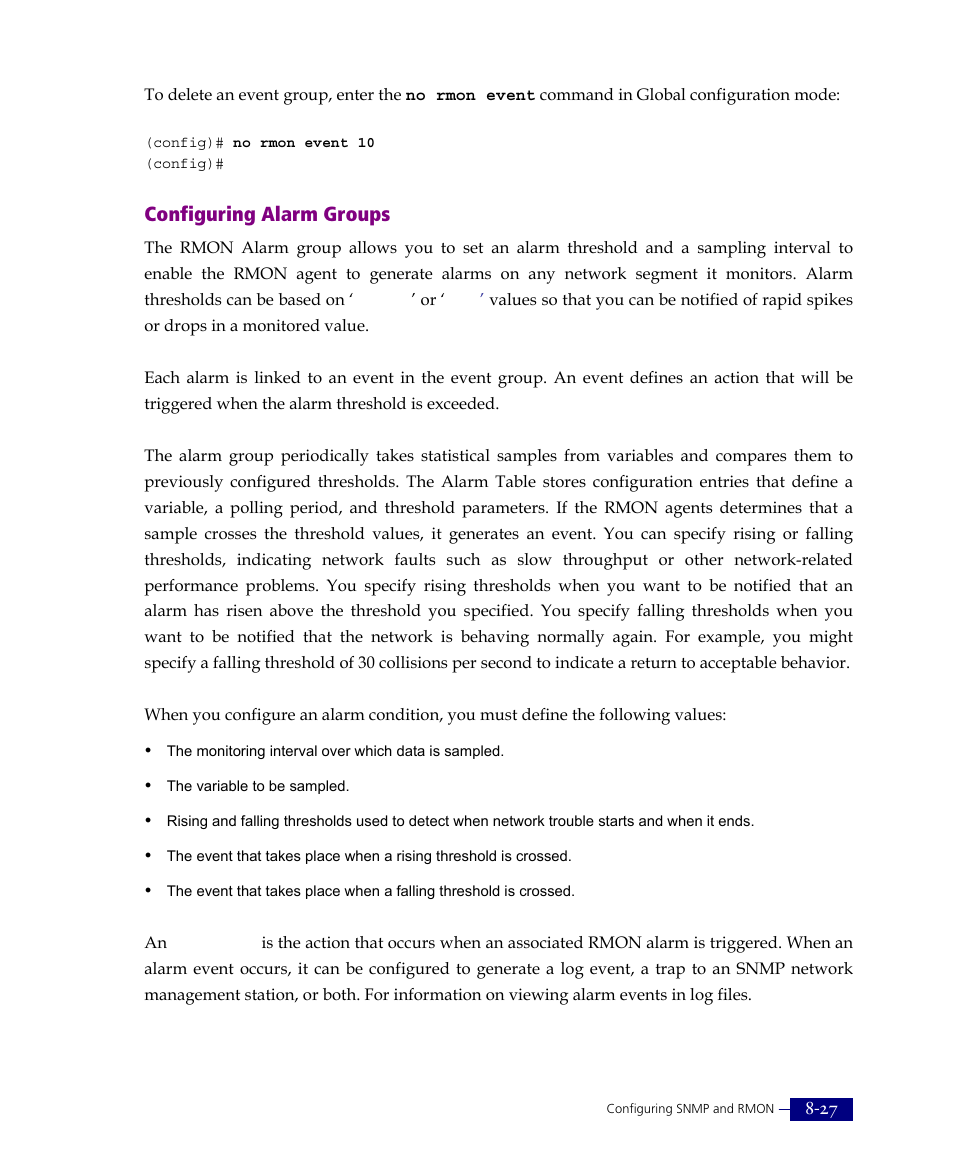 Configuring alarm groups | ATL Telecom R1-SW Ethernet Switch User Manual | Page 161 / 300