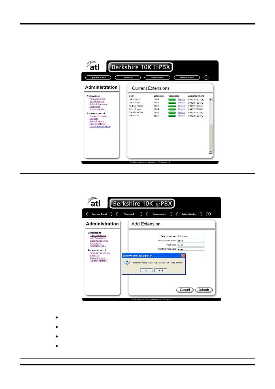 View extensions, Add extensions | ATL Telecom Berkshire 10k User Manual | Page 24 / 42