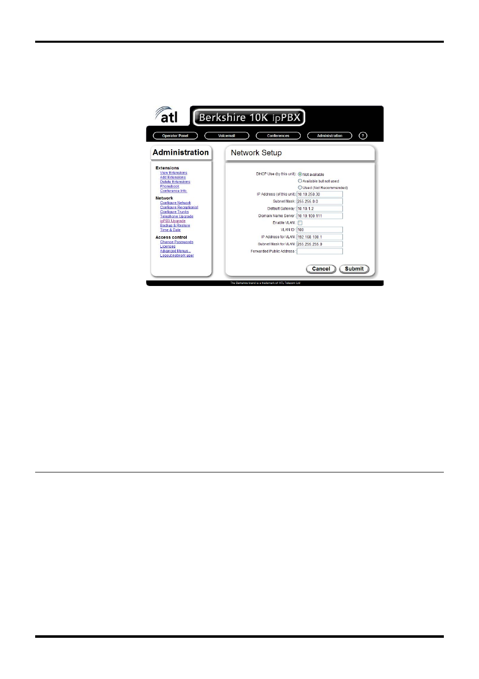 Configure network | ATL Telecom Berkshire 10k User Manual | Page 28 / 42