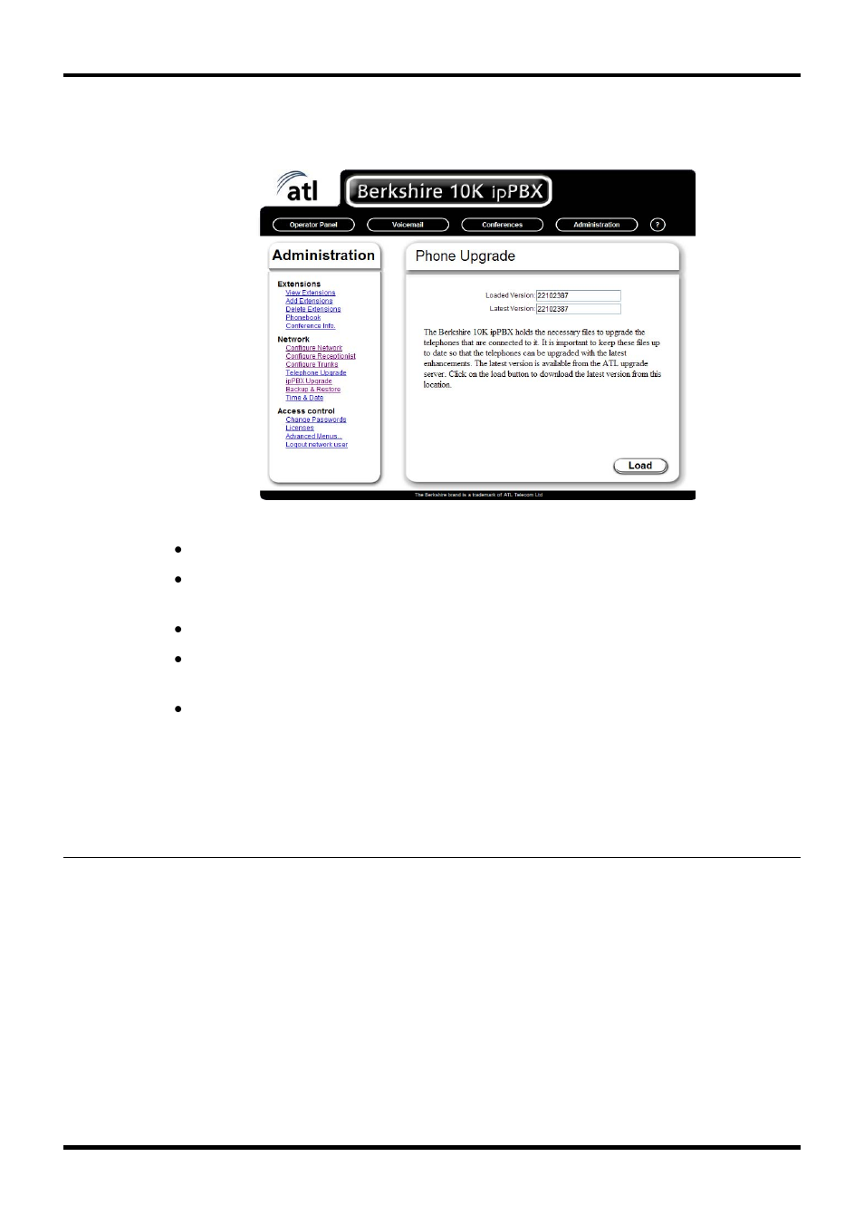 Telephone upgrade | ATL Telecom Berkshire 10k User Manual | Page 31 / 42