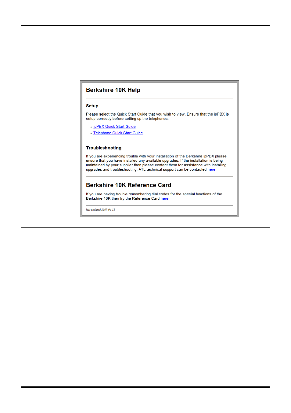 Represented on the main menu by the ? button), Help | ATL Telecom Berkshire 10k User Manual | Page 41 / 42