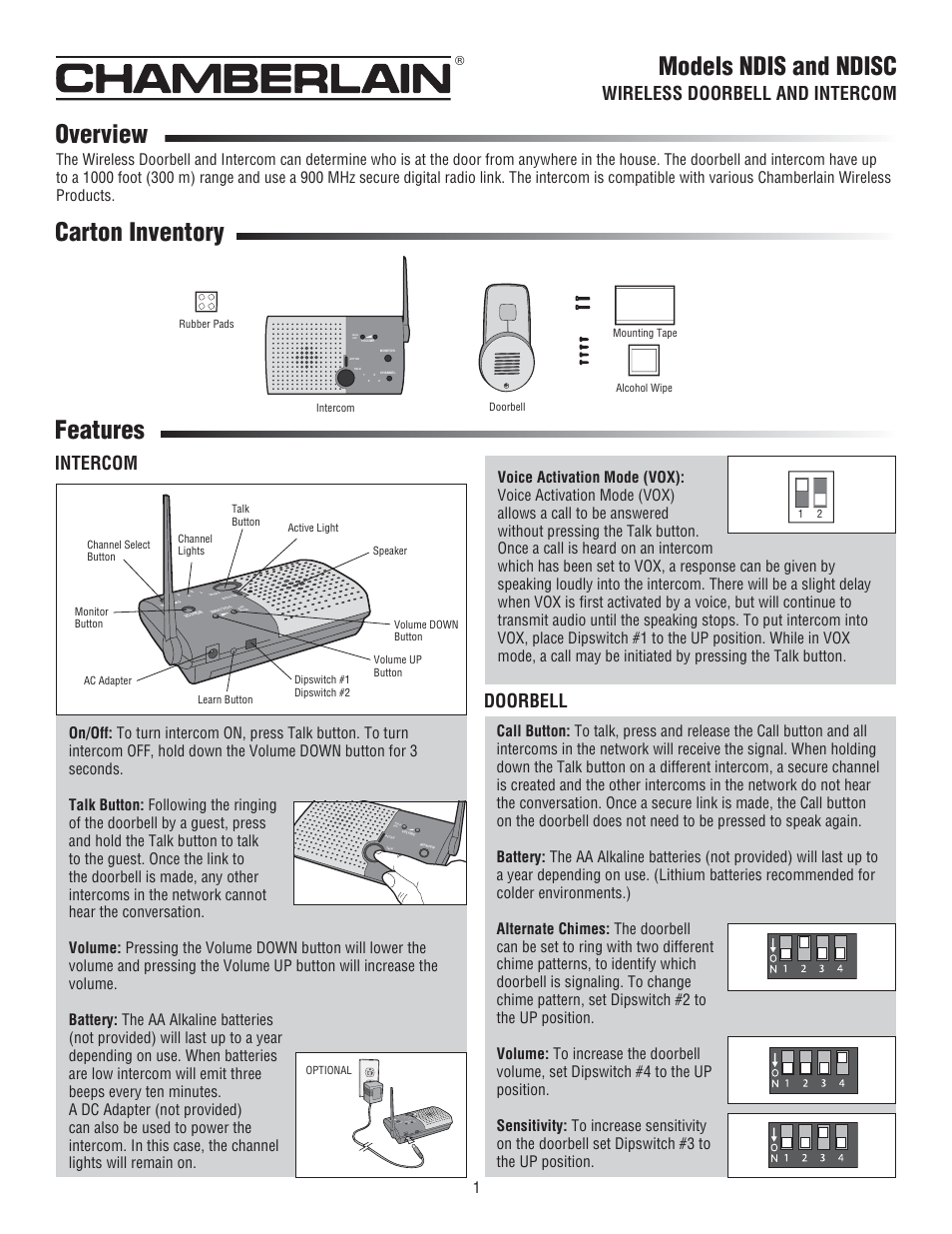 Chamberlain NDIS User Manual | 4 pages