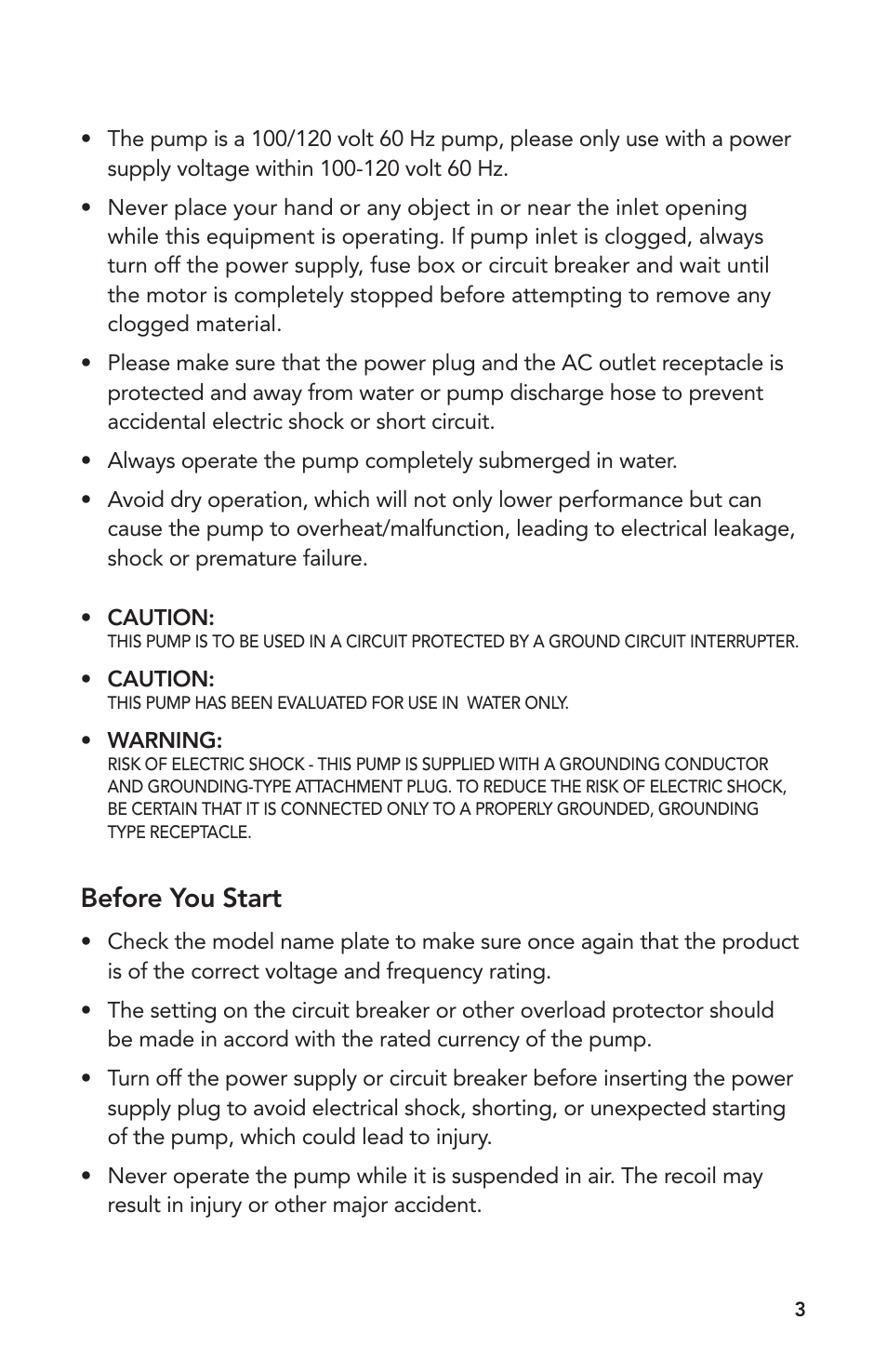 Before you start | Atlantic Water Gardens PAF-20 User Manual | Page 3 / 24