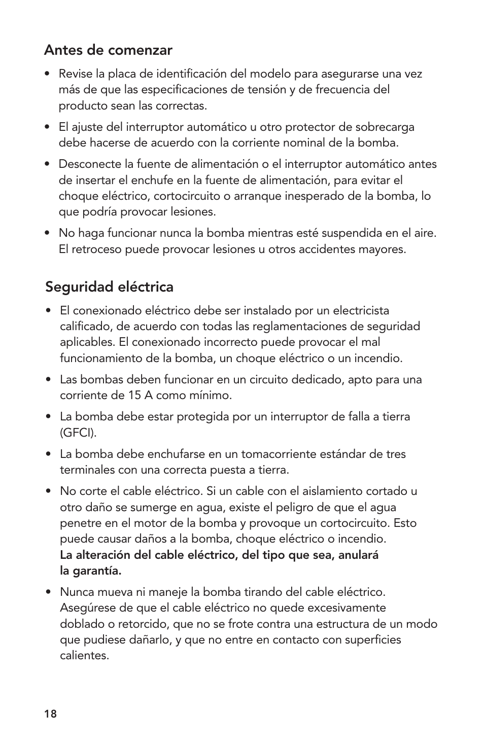 Antes de comenzar, Seguridad eléctrica | Atlantic Water Gardens A-05 User Manual | Page 18 / 24
