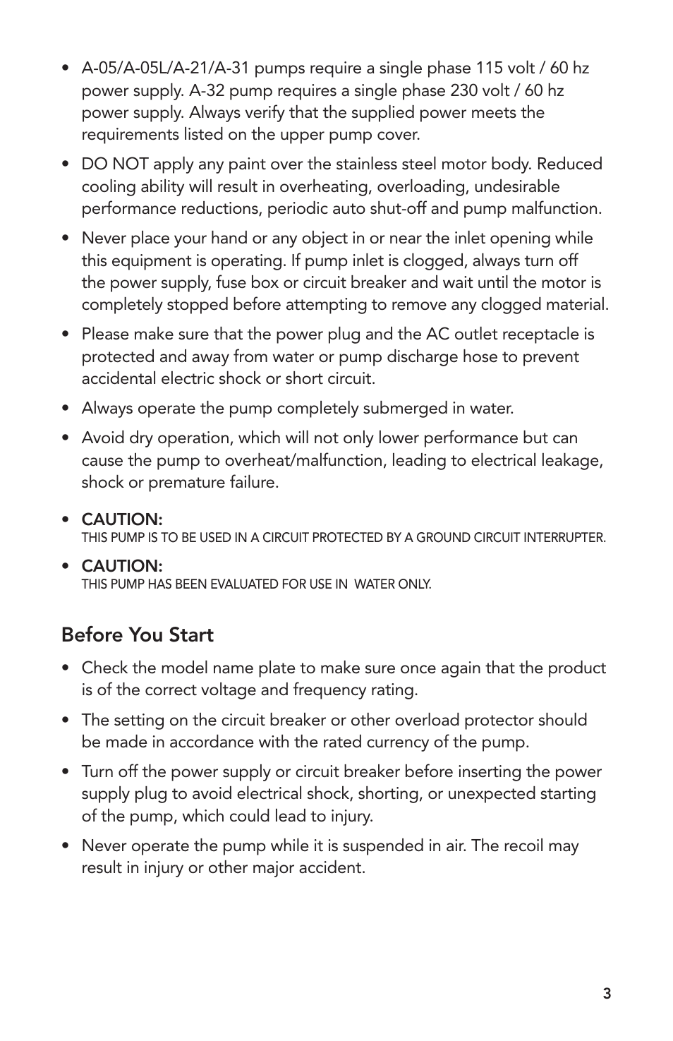 Before you start | Atlantic Water Gardens A-05 User Manual | Page 3 / 24