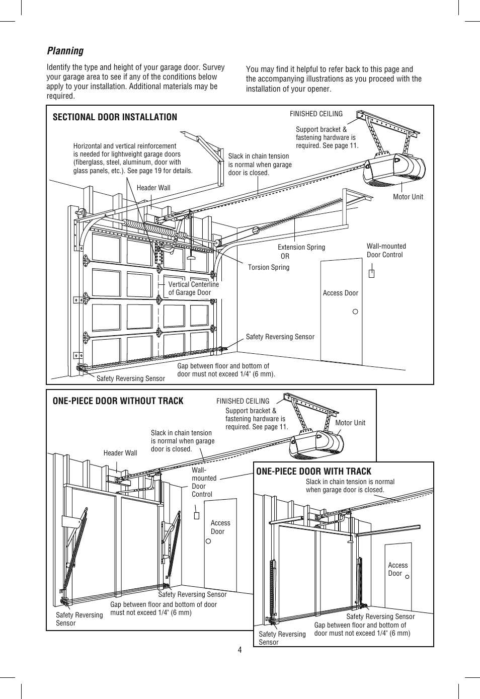 Planning | Chamberlain SECURITY+ 3265M-267 1/2 HP User Manual | Page 4 / 36