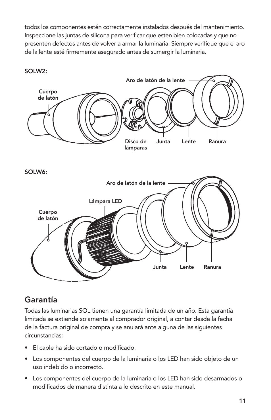 Garantía | Atlantic Water Gardens SOLW2 User Manual | Page 11 / 12