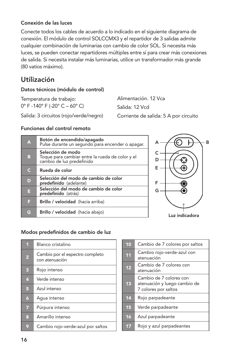 Utilización | Atlantic Water Gardens SOLCC2 User Manual | Page 16 / 20