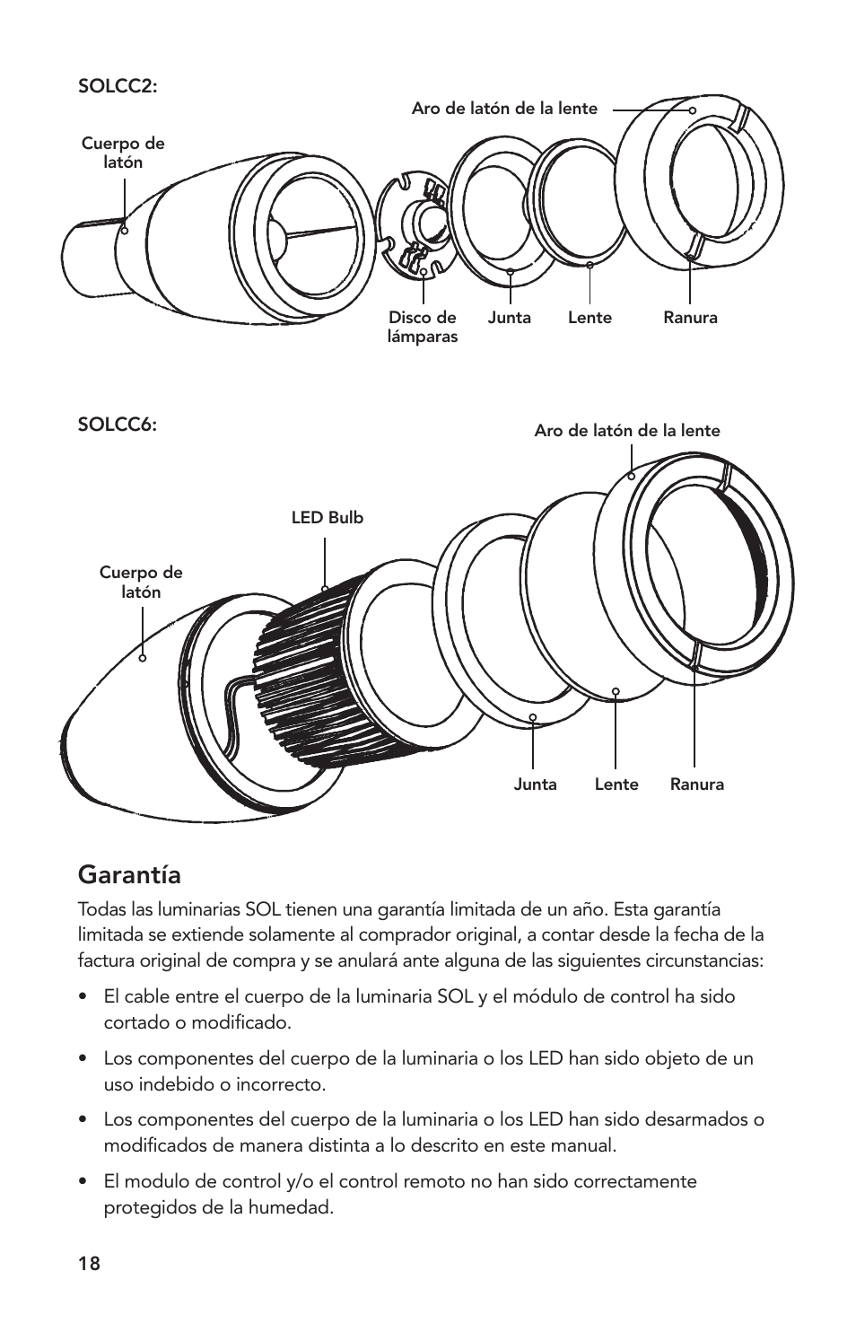 Garantía | Atlantic Water Gardens SOLCC2 User Manual | Page 18 / 20