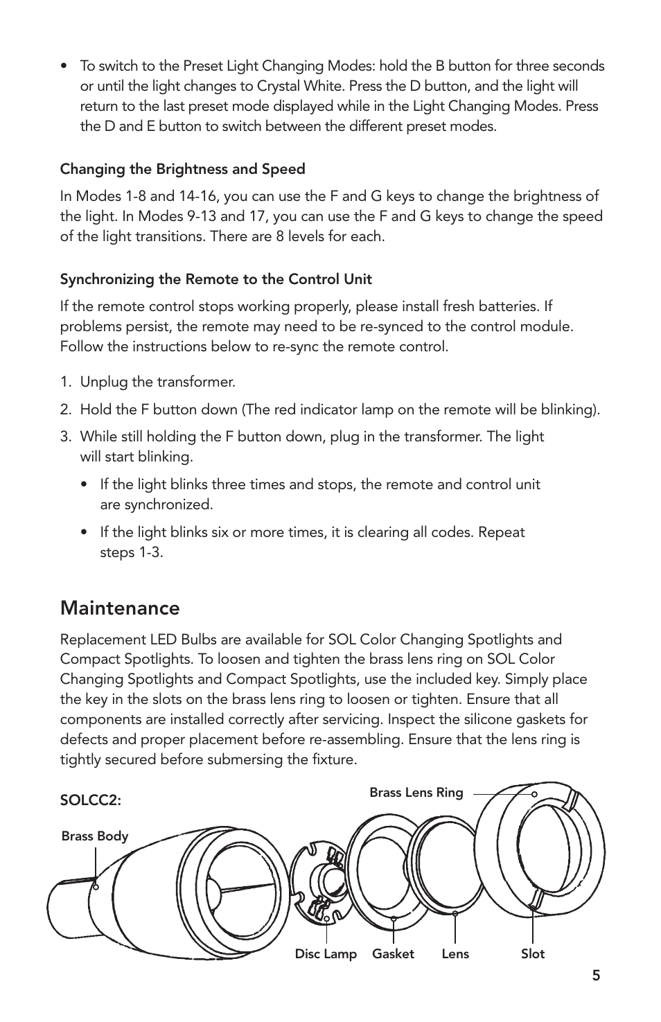Maintenance | Atlantic Water Gardens SOLCC2 User Manual | Page 5 / 20