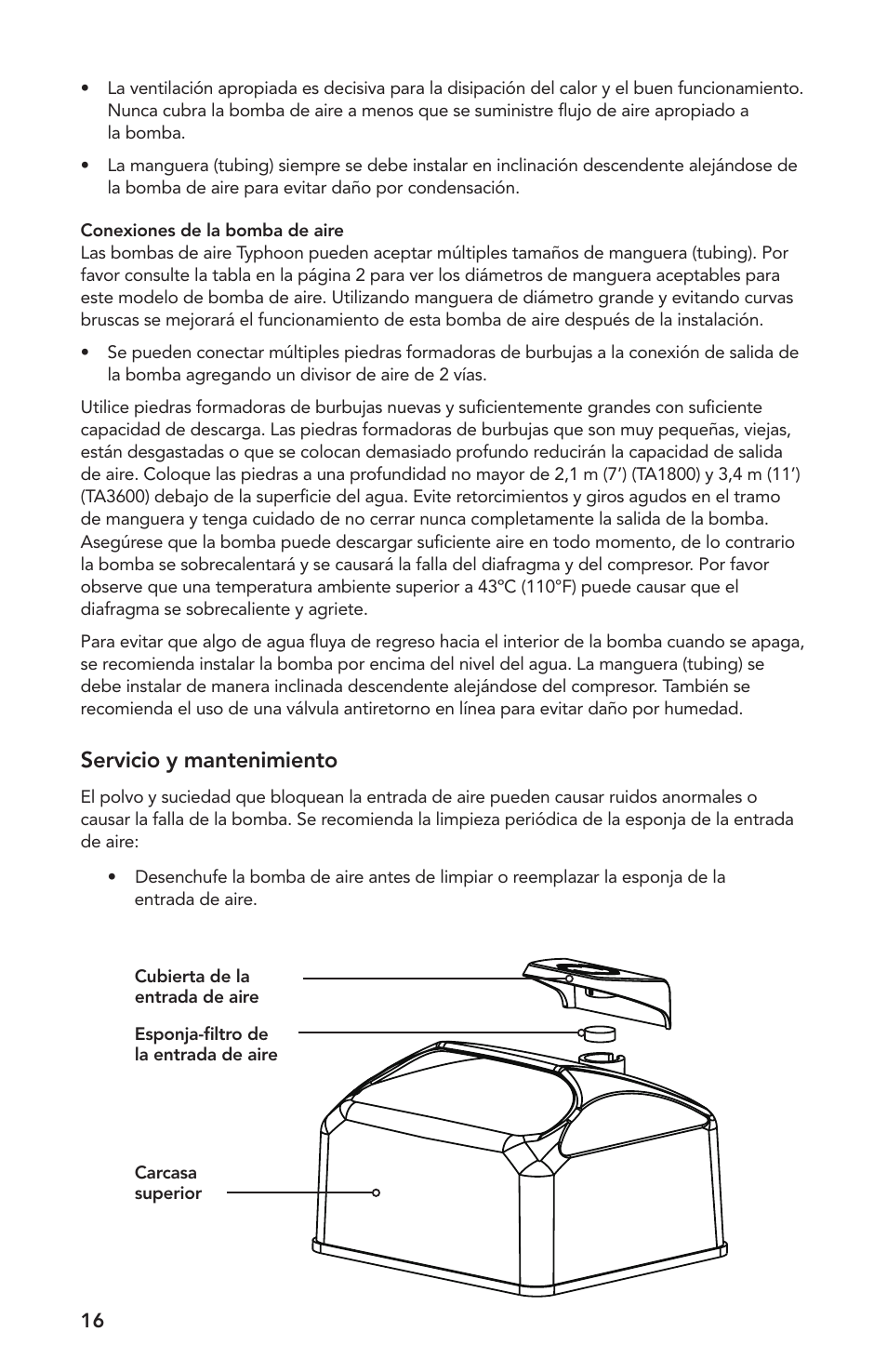 Servicio y mantenimiento | Atlantic Water Gardens TA1800 User Manual | Page 16 / 20