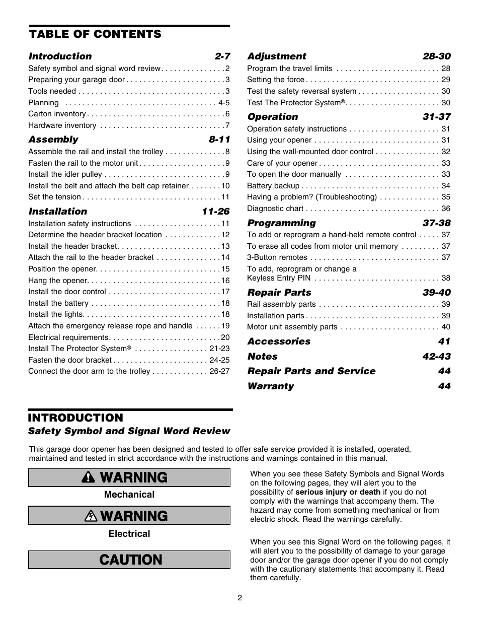 Chamberlain 248754 User Manual | Page 2 / 44