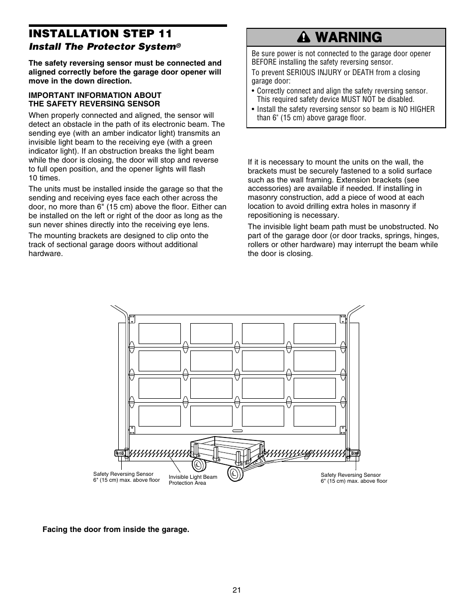 Install the protector system, Installation step 11 | Chamberlain 248754 User Manual | Page 21 / 44