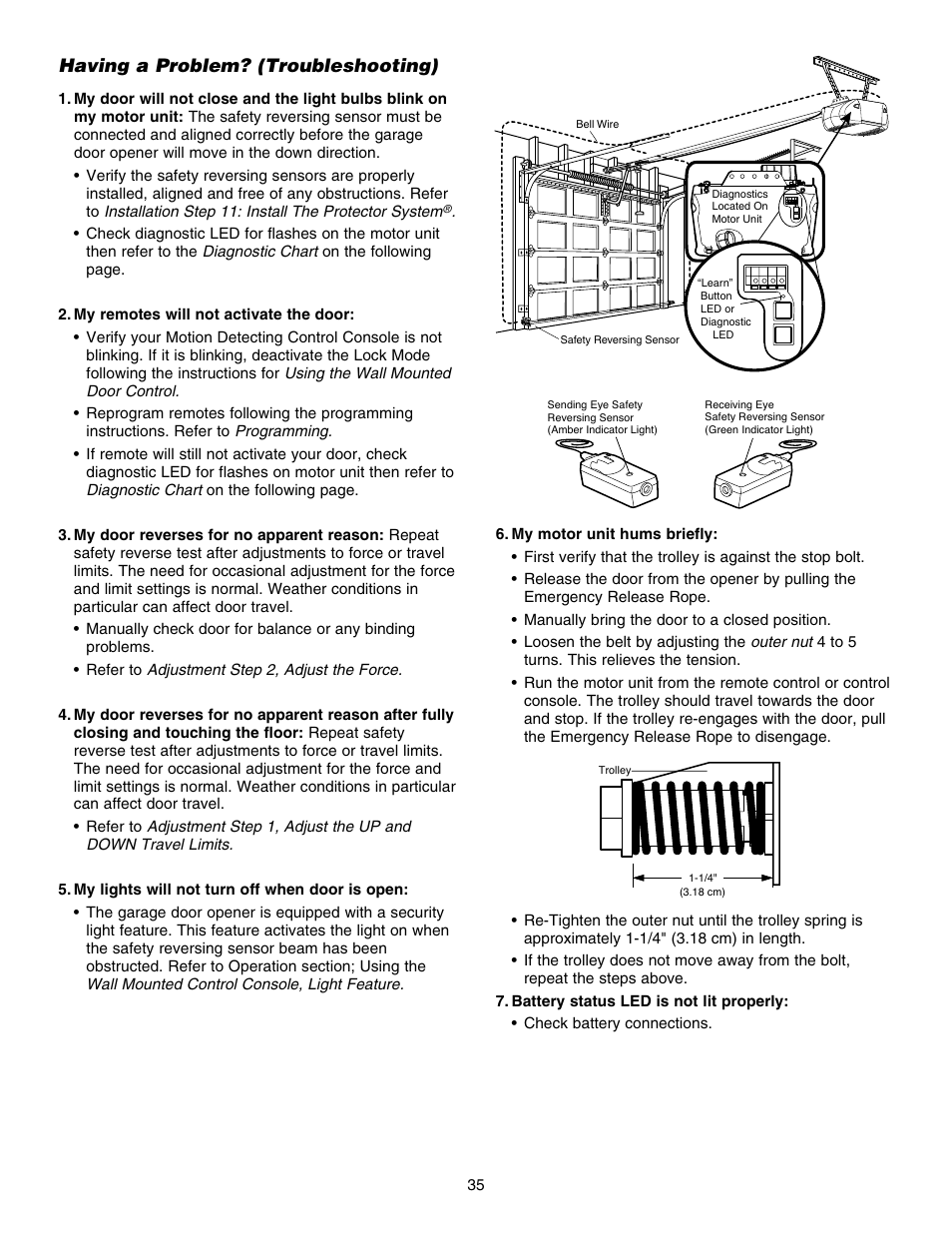 Having a problem? (troubleshooting) | Chamberlain 248754 User Manual | Page 35 / 44