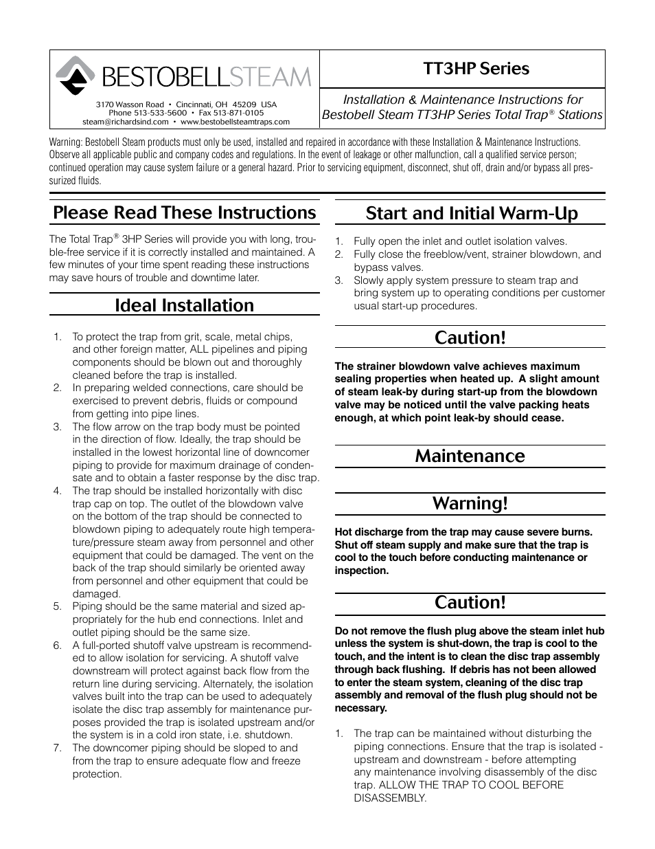 Bestobell Steam Total Trap 3HP User Manual | 4 pages