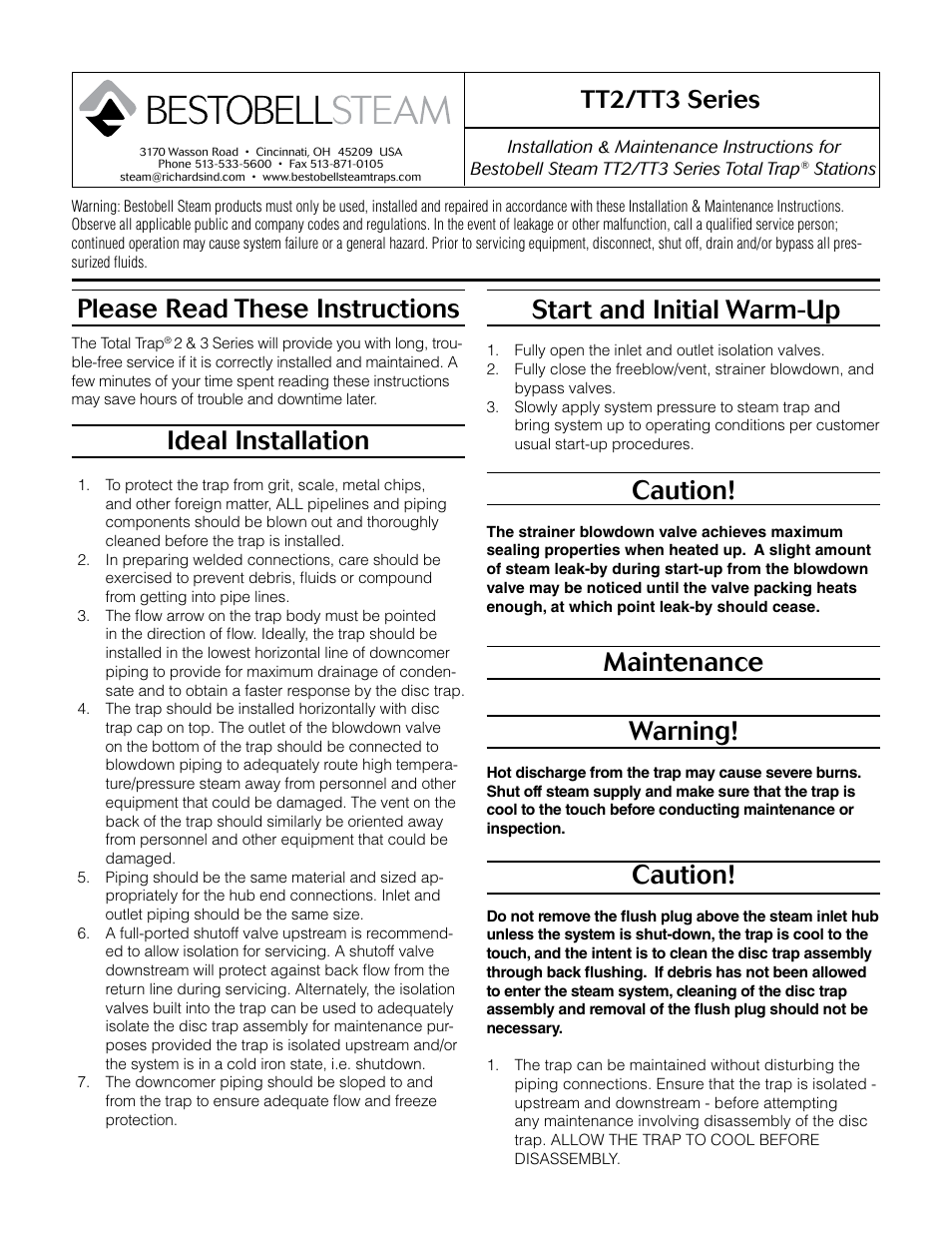 Bestobell Steam Total Trap 2 User Manual | 3 pages
