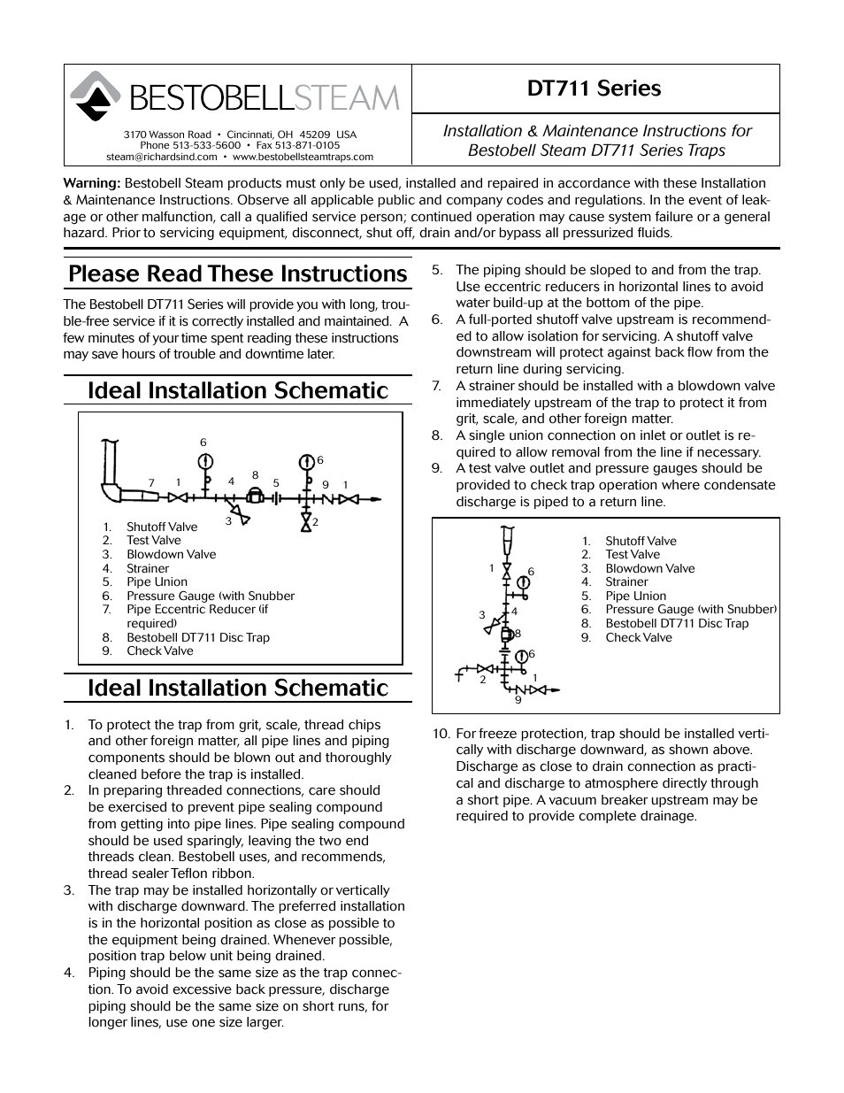 Bestobell Steam DT711 Series Disc Trap User Manual | 2 pages