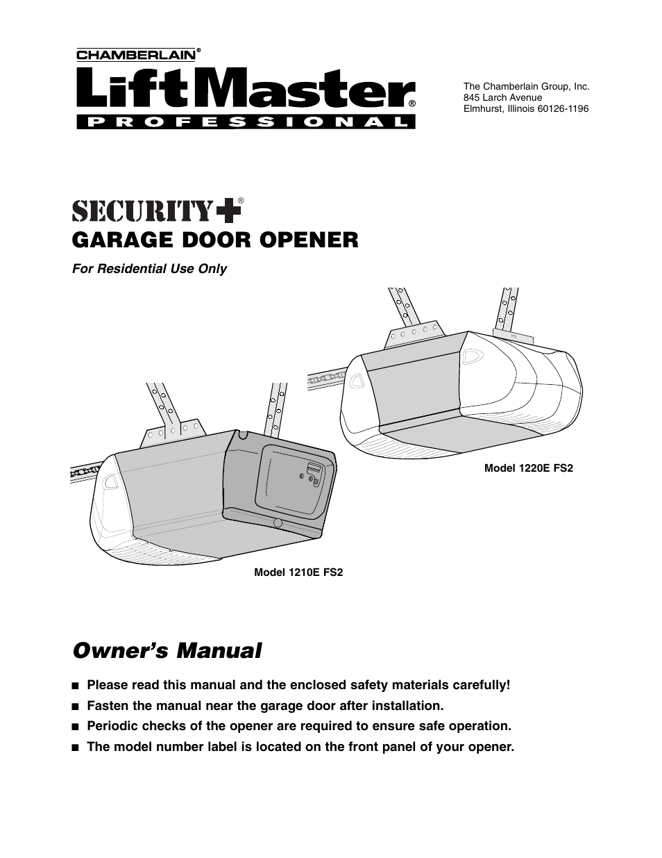 Chamberlain 1220E FS2 User Manual | 80 pages
