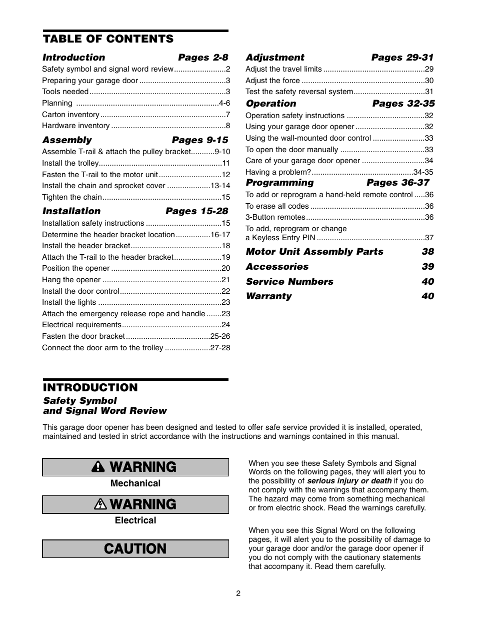 Chamberlain 1220E FS2 User Manual | Page 2 / 80