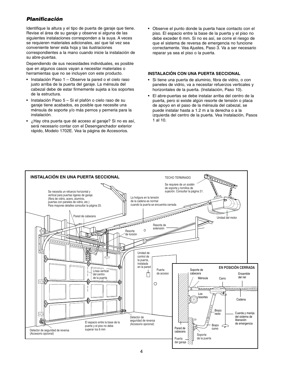 Planificación | Chamberlain 1220E FS2 User Manual | Page 44 / 80