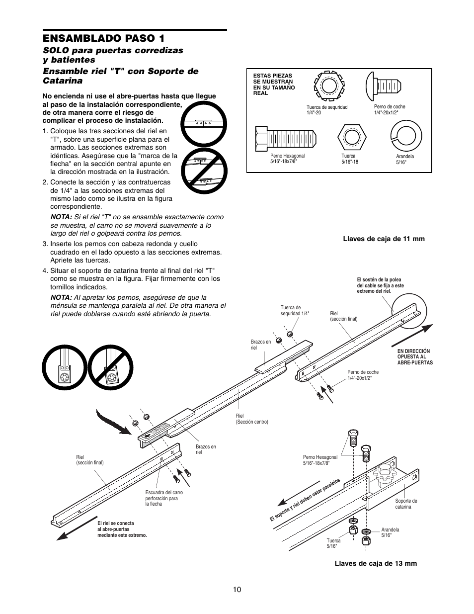 Ensamblado paso 1 | Chamberlain 1220E FS2 User Manual | Page 50 / 80