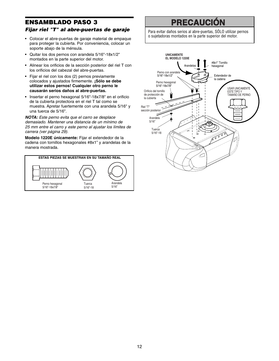 Ensamblado paso 3 | Chamberlain 1220E FS2 User Manual | Page 52 / 80