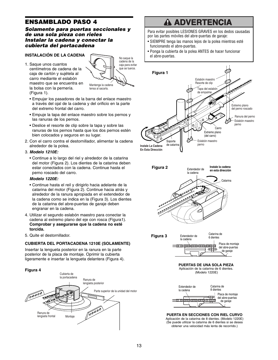 Ensamblado paso 4 | Chamberlain 1220E FS2 User Manual | Page 53 / 80