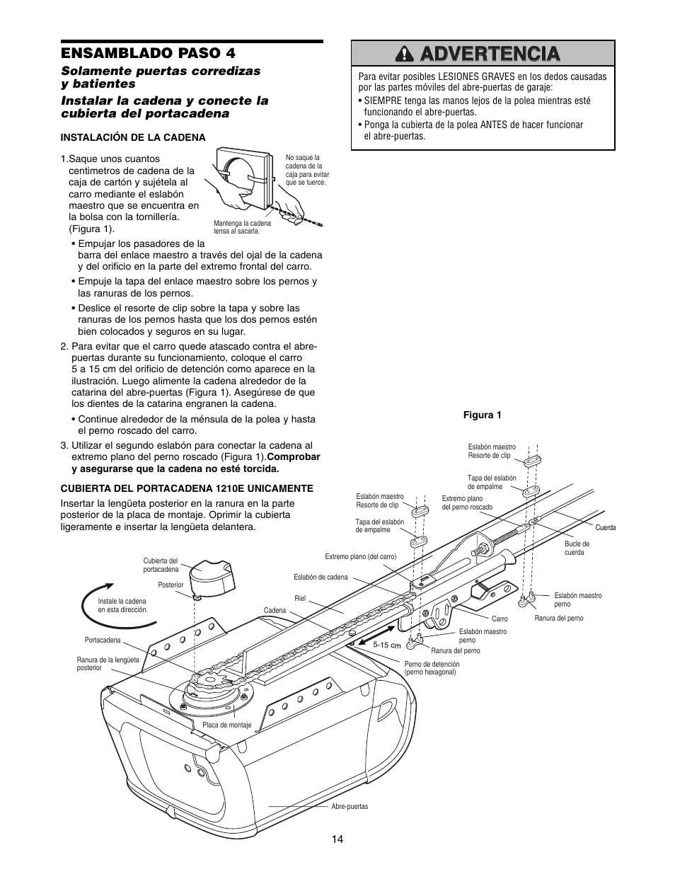 Ensamblado paso 4 | Chamberlain 1220E FS2 User Manual | Page 54 / 80