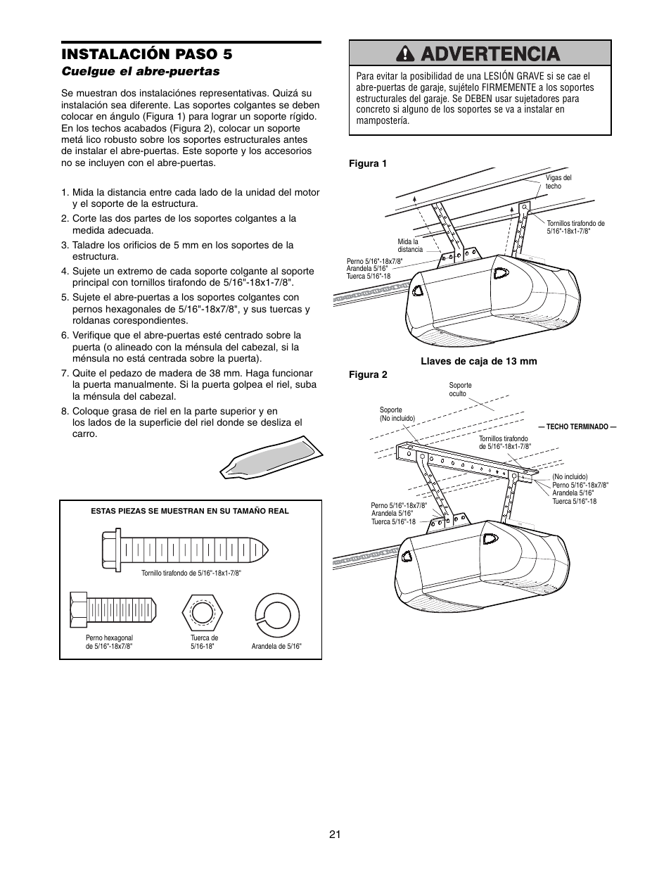 Instalación paso 5 | Chamberlain 1220E FS2 User Manual | Page 61 / 80