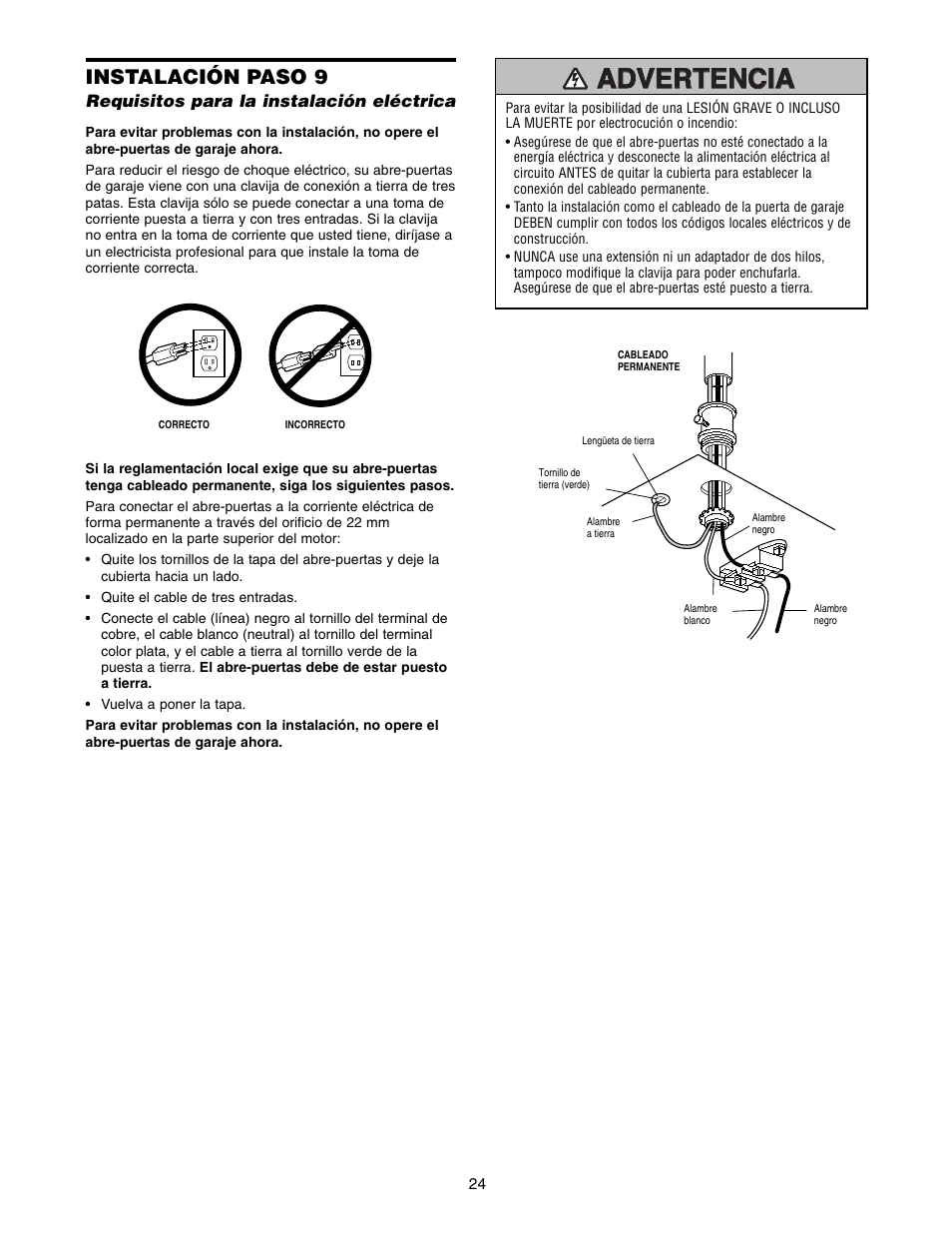 Instalación paso 9 | Chamberlain 1220E FS2 User Manual | Page 64 / 80