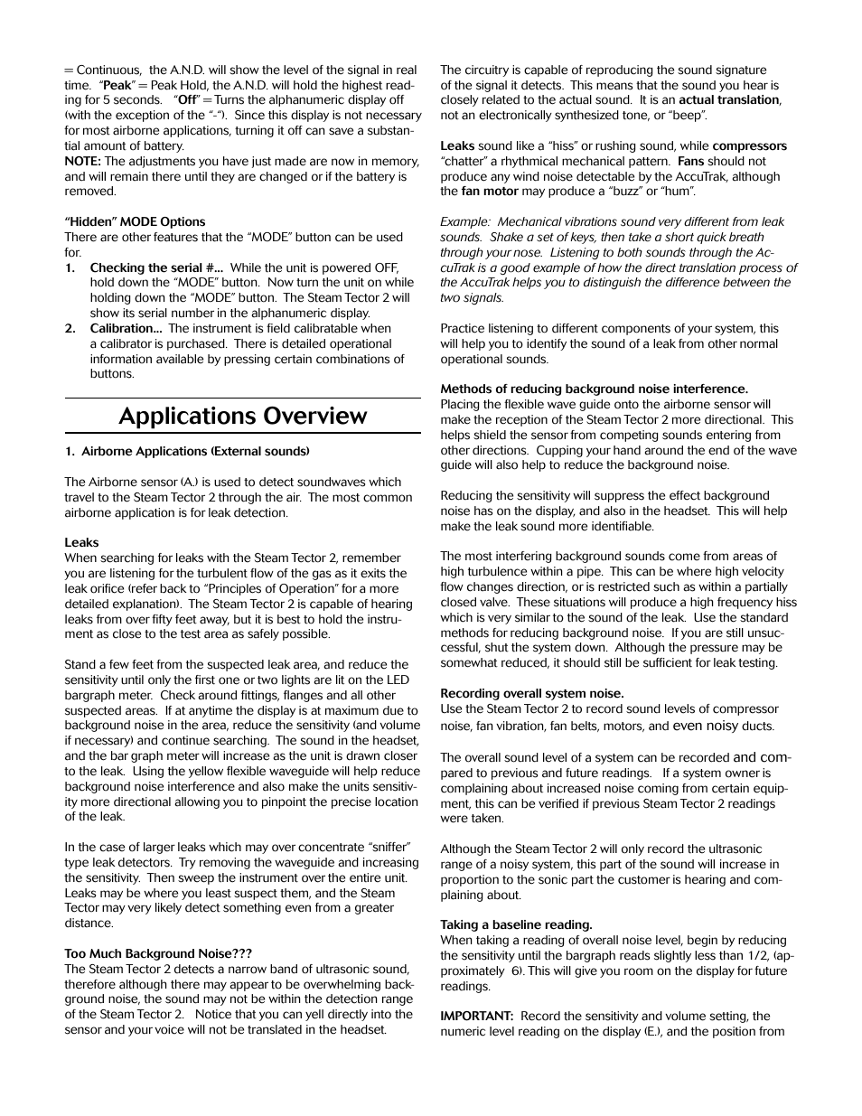 Applications overview | Bestobell Steam Steam-Tector 2 Leak Detection User Manual | Page 3 / 4