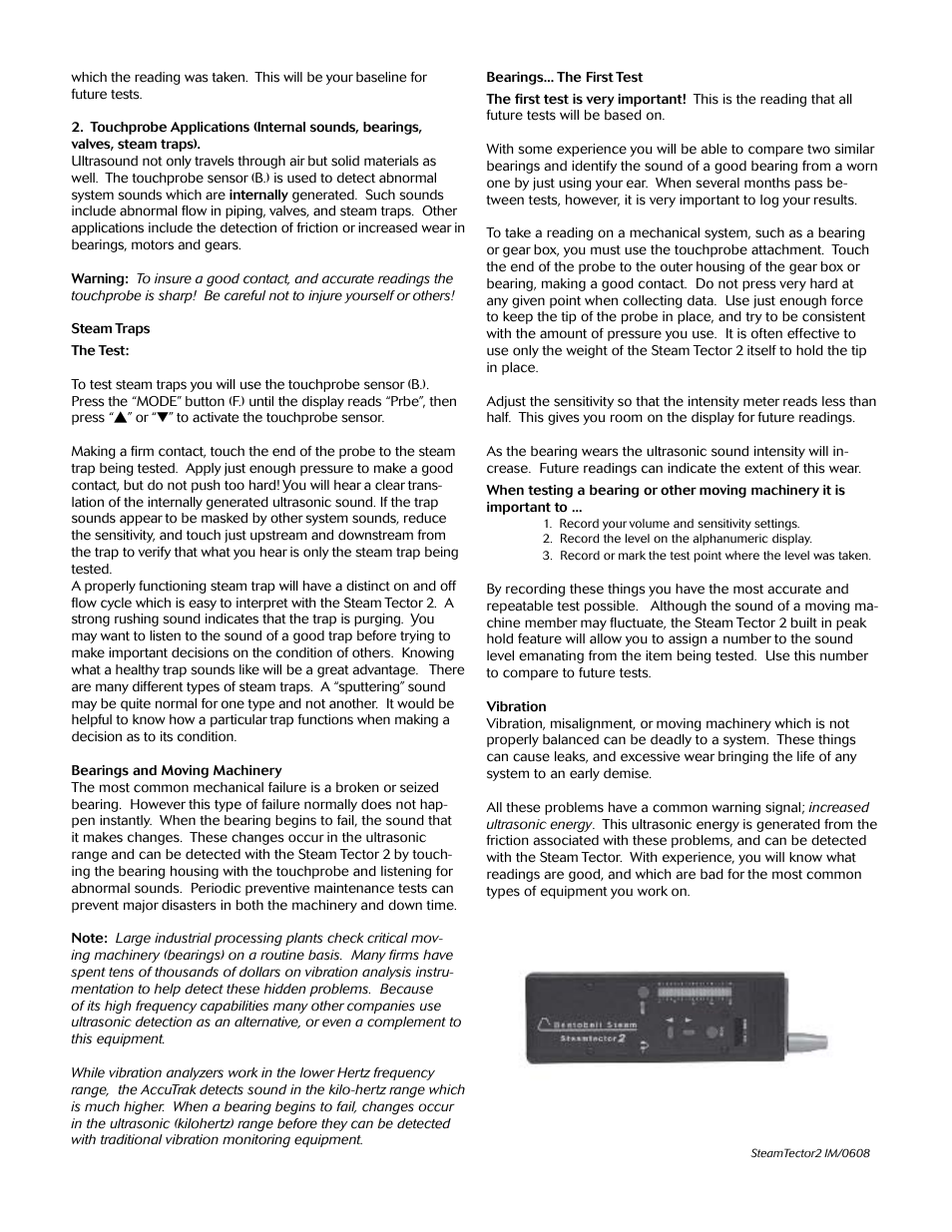 Bestobell Steam Steam-Tector 2 Leak Detection User Manual | Page 4 / 4