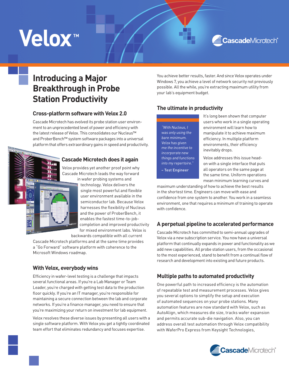 Cascade Microtech Velox Flyer User Manual | 2 pages