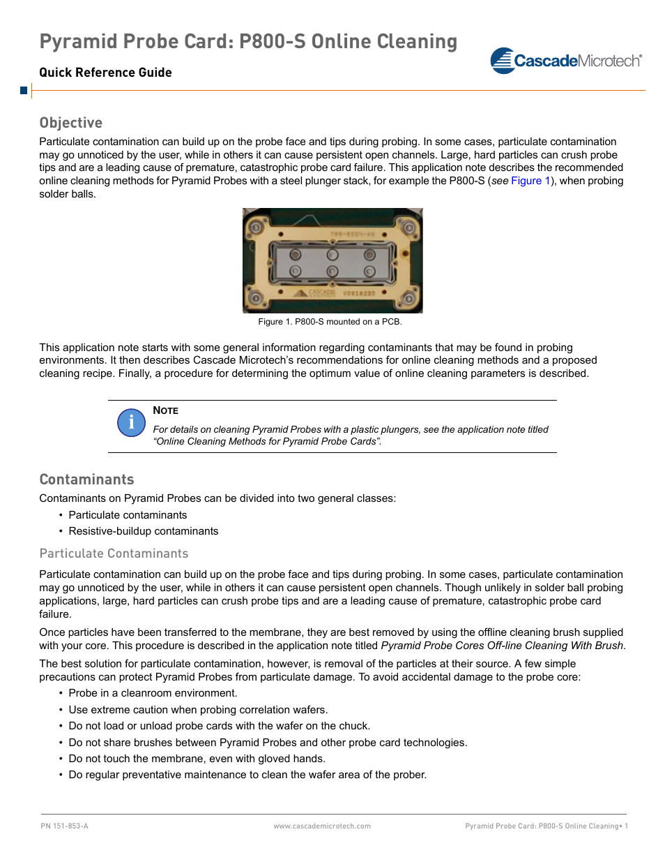Cascade Microtech P800-S User Manual | 8 pages