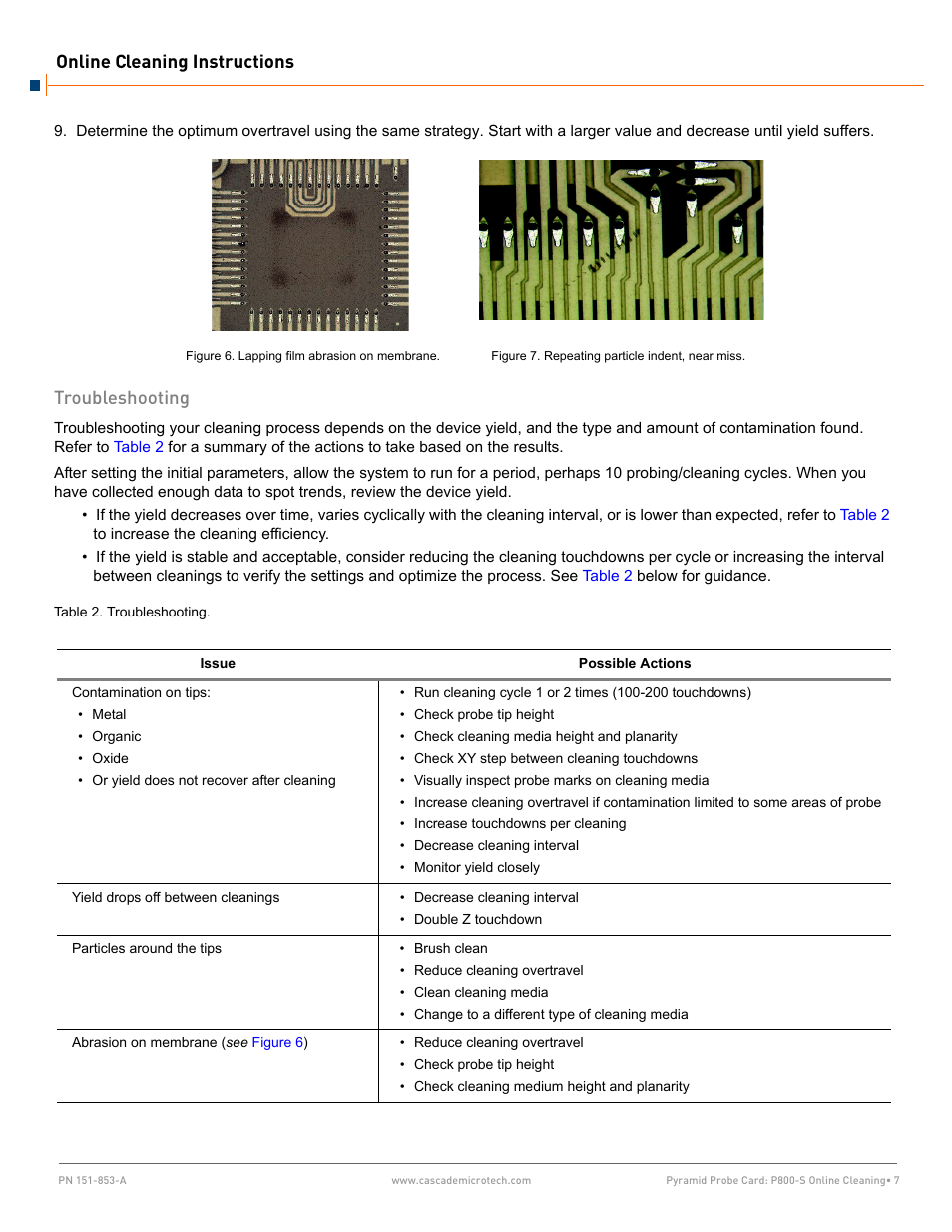 Troubleshooting, Online cleaning instructions | Cascade Microtech P800-S User Manual | Page 7 / 8